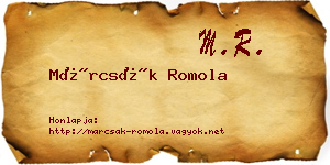 Márcsák Romola névjegykártya